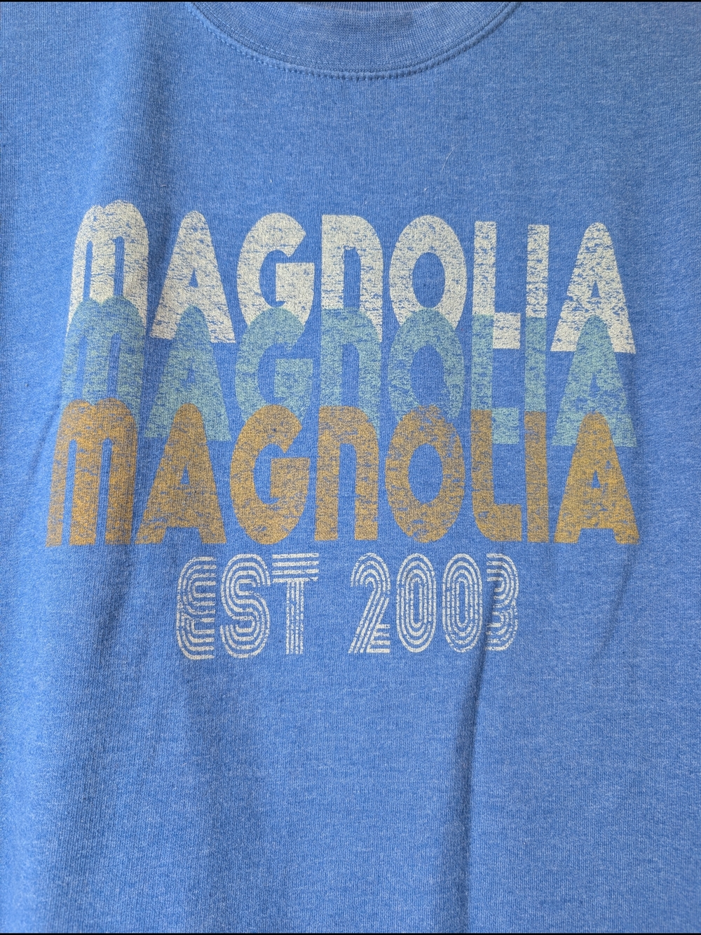 Magnolia Blue Crewneck Sweatshirt with Multicolor Magnolia Print - Picture 2 of 4